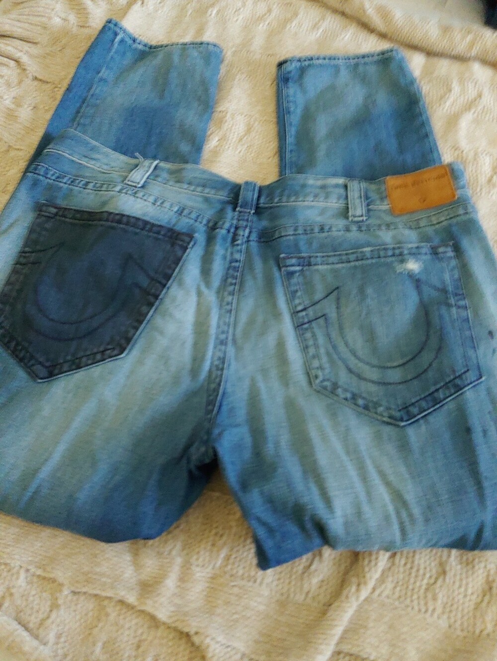 True Religion Geno Relaxed Slim Jeans Men's 46x33  Blue Stretch Denim